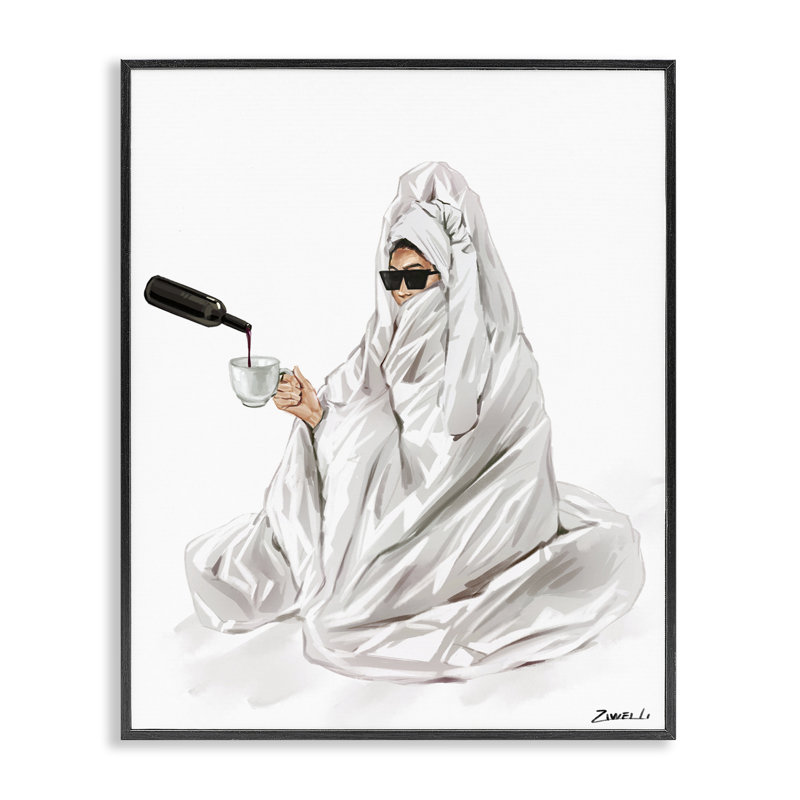 Estampe numérique Glam Comfort versant du vin, design par Ziwei Li, Giclée encadrée noir minuit, H 14 po x l 11 po