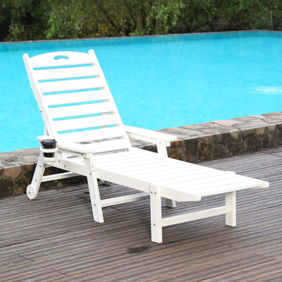 Méridienne en PEHD pour l'extérieur, chaises longues pour piscine avec dossier réglable à 4 positions, supporte jusqu'à 360 lb pour le patio