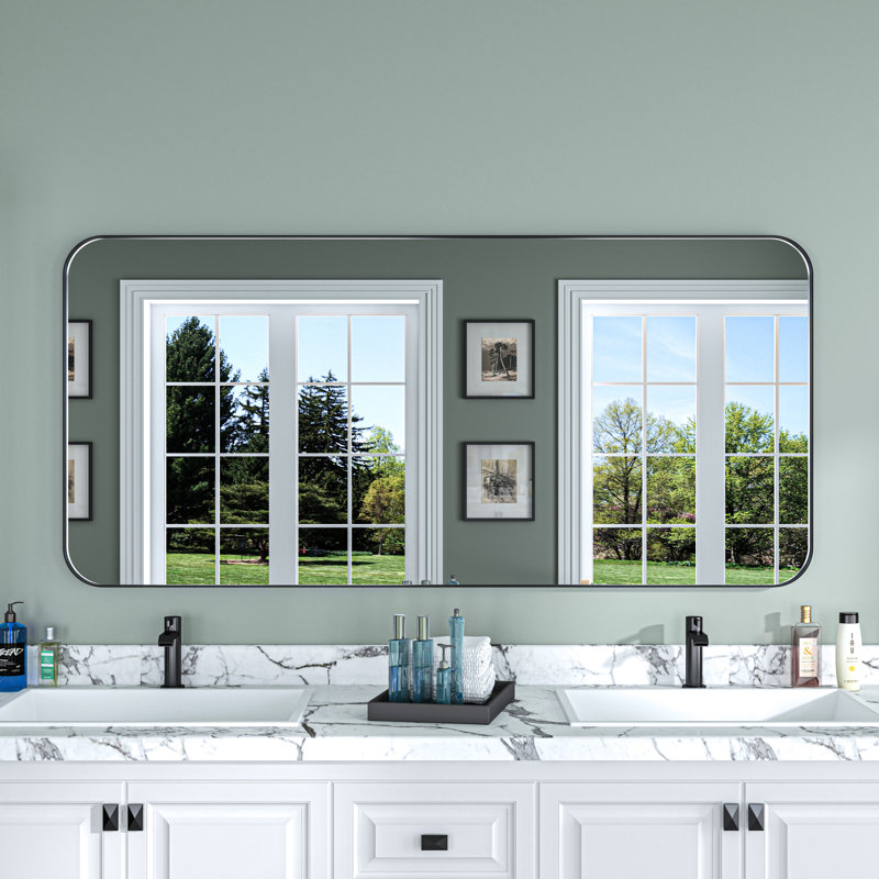 Miroir de salle de bain mural rectangulaire en aluminium l 60 po x H 28 po, Rectangle, 28" x 60"