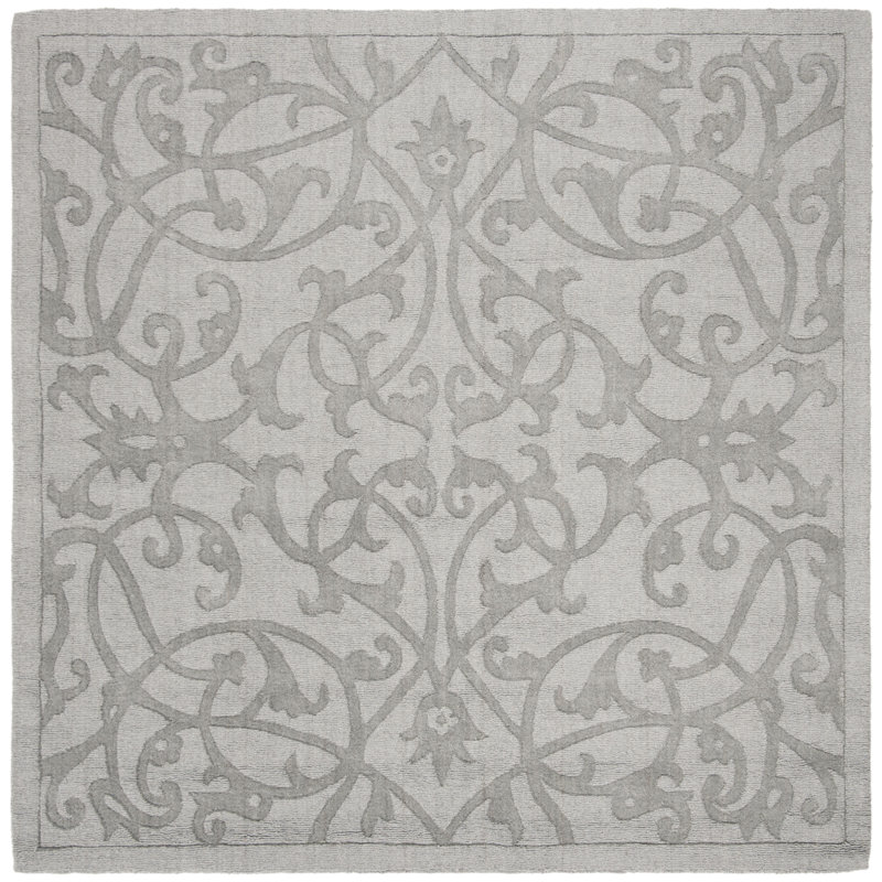 Soukup Hand Loomed Wool Floral Rug, Square 6'