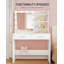 Dressing Table with Mirror, Vanity Desk with LED Lighting, Adjustable Brightness, 2 Drawers, 4 Open Shelves and 2 Compartments, Bedroom Makeup Desk, White 