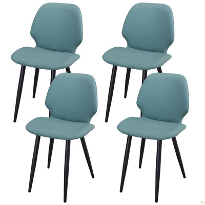 Chaise de salle à manger en cuir avec pieds en métal, ensemble de 4 chaises rembourrées en forme de coquillage