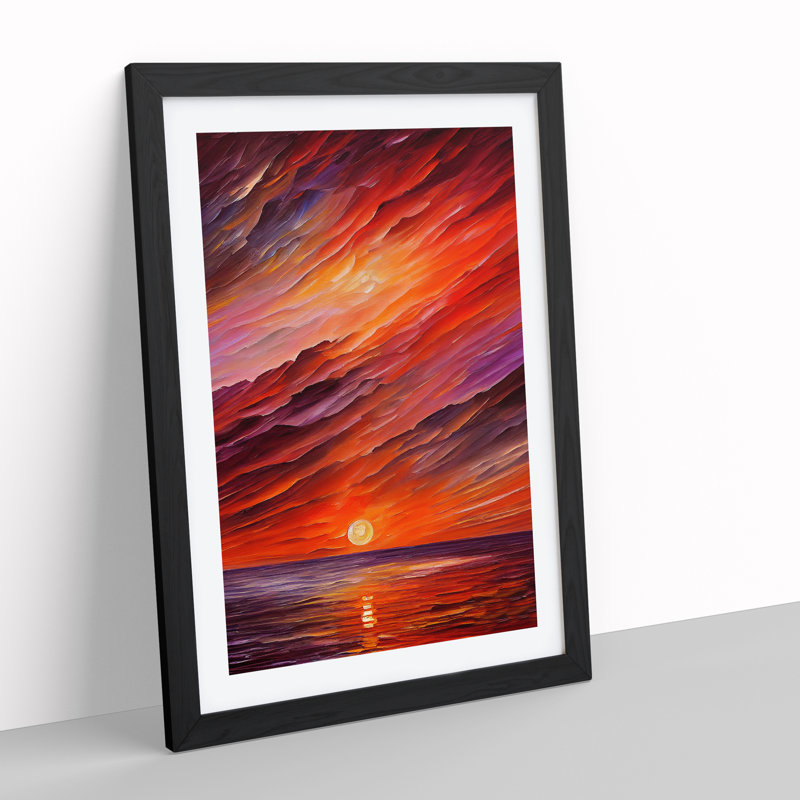 Ocean Sunset View No.7 - Framed Print, Black, 64cm H x 46cm W x 2cm D