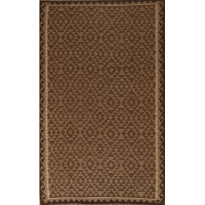 Tapis géométrique brun Kilim 7 x 10