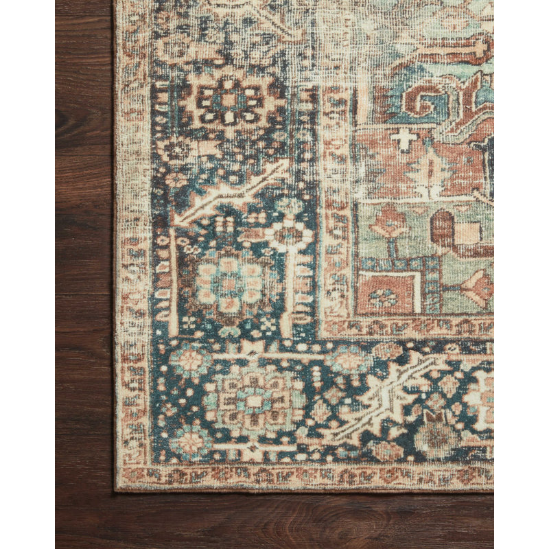 Elysian Blue Oriental 5' x 7'6" Synthetic Area Rug