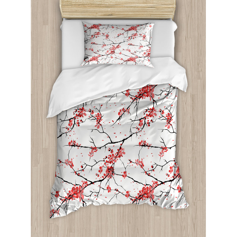 Floral Traditional Polyester Duvet Cover, Twin Duvet Cover + 1 Pillow Sham, Floral 1