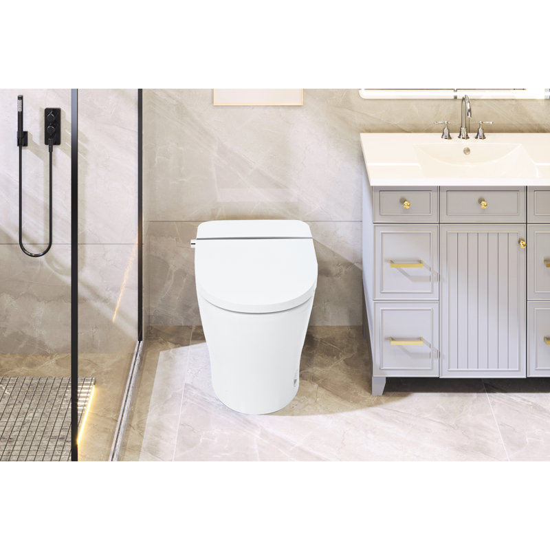 Compact Dual Flush Toilet With Self-Cleaning Wand, Foot Sensor Flush, White Night , Knob Control, Cold Water Wash, Strong Soft Close, , Immaculate Smart 1/1.28 ,