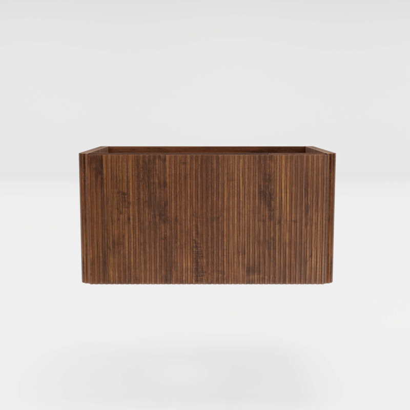 30" Striped Walnut Bathroom Vanity, Wall Mounted Floating Bathroom Vanity For Modern Bathroom