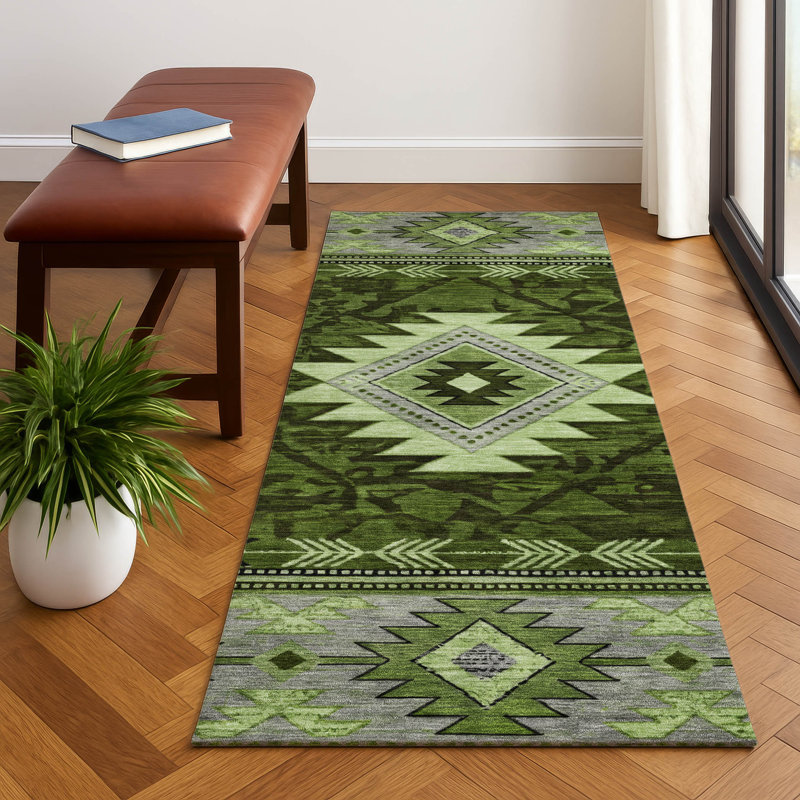 Premium Machine Washable Lubbers AMF1754 Tribal Rug, Runner 2'3" x 7'6"