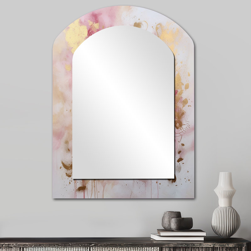 Rose Gold Mandala III - Boho Mandala Asymmetrical Unique Wall Mirror, Traditional Unique Shape Mirror, Printed Metal Art
