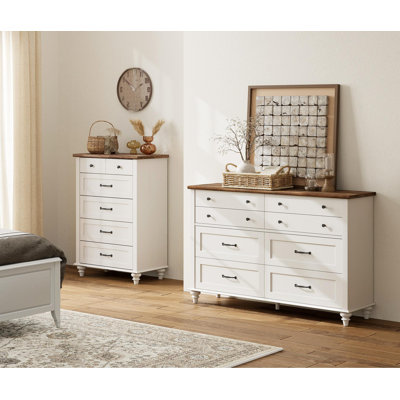 Ensemble de commode 2 pièces - Comprend une commode à 5 tiroirs et une commode à 8 tiroirs