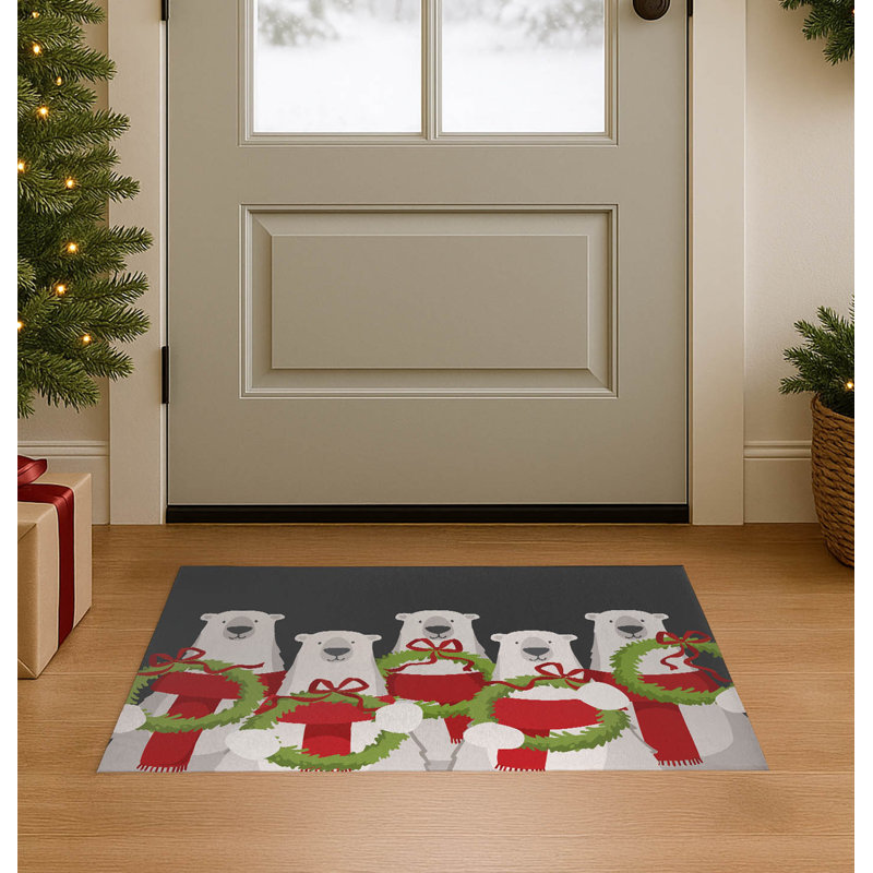 Paillasson d'intérieur ours polaire, L 36 po x L 60 po, Gris anthracite