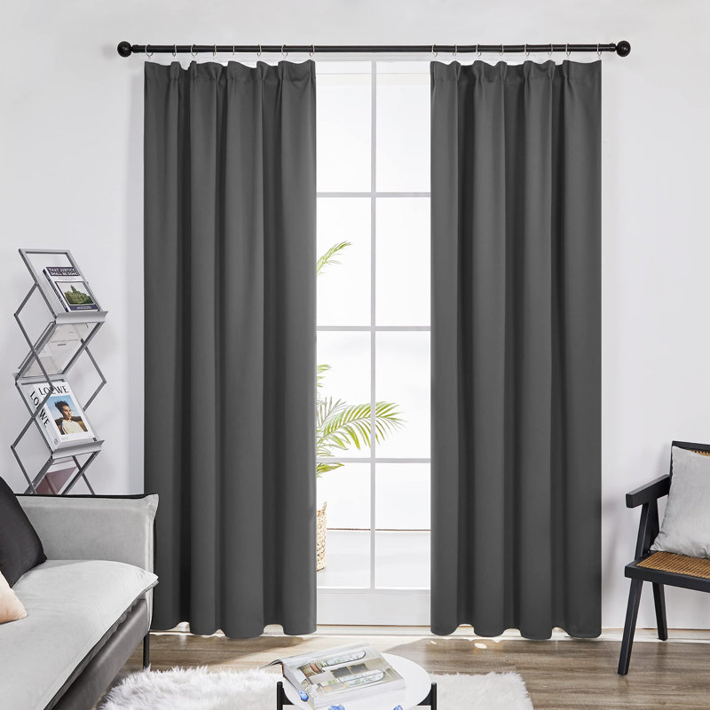 Purrier Polyester Blackout Pinch Pleat Curtain Pair, 55cm Width x 290cm Drop