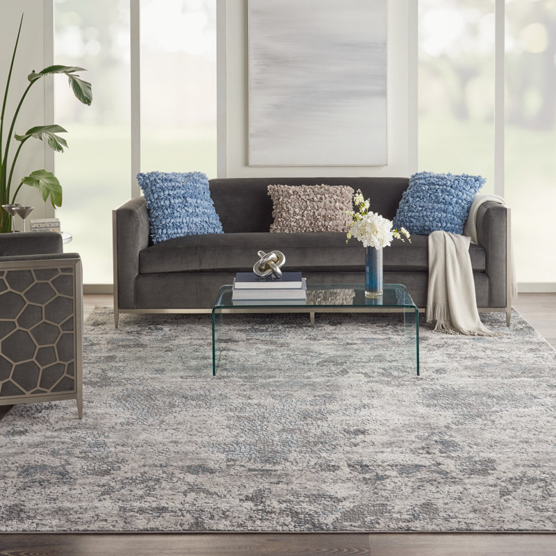 Abstract Area Rug in Gray, Runner 2'2" x 7'6"