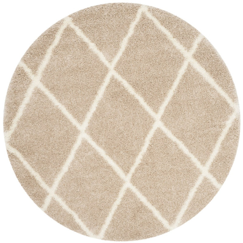 Amhold Shag Performance Geometric Rug, Round 6'7"