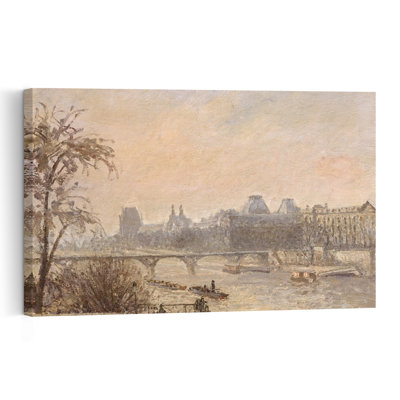 La Seine et le Louvre, 1903. Estampe d'art mural contemporaine, style impressionniste abstrait. Architecture urbaine.