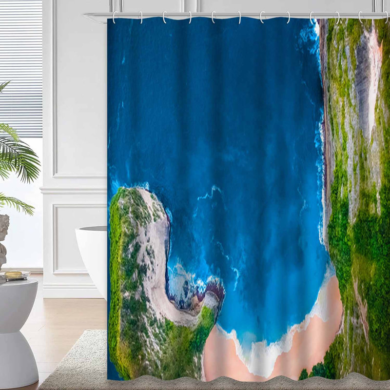 Rideau de douche à 12 crochets Tropical Sandy Beach, L 72 po x l 84 po