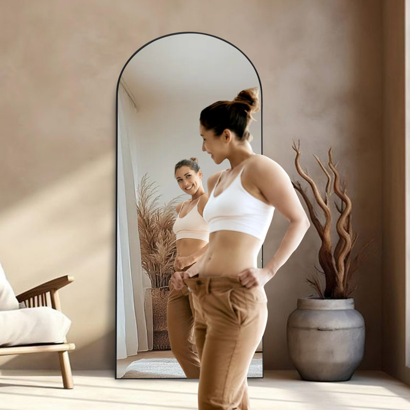 Andin Arch Metal Full Length Mirror, Black, 64" x 21"