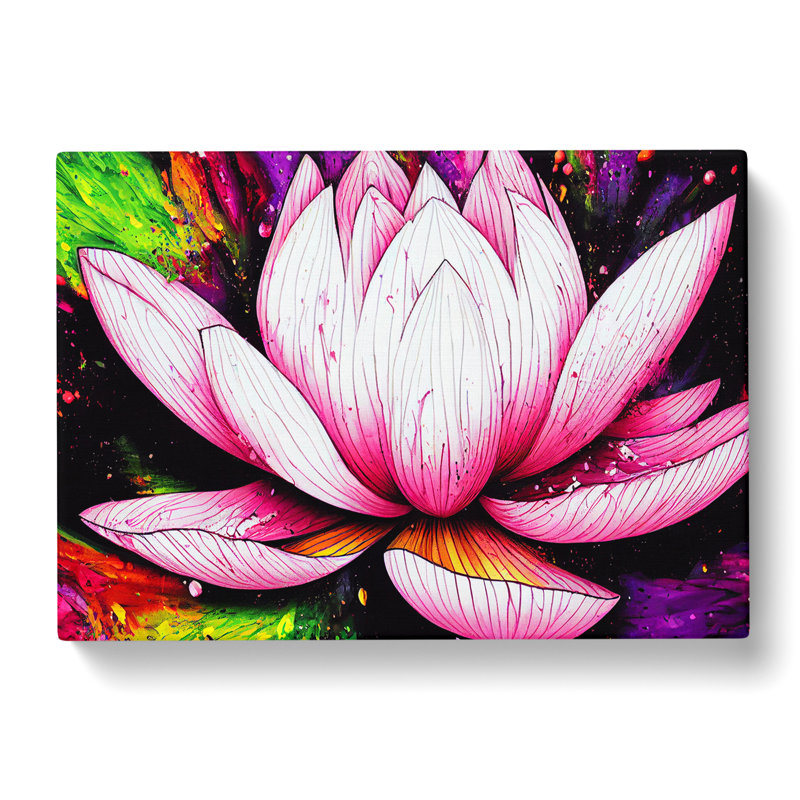 Lotus Flower Paint Splatter (5) - Wrapped Canvas, 35cm H x 50cm W x 3cm D