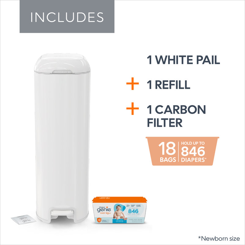 Diaper Genie Platinum Pail, Lily White