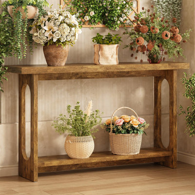 Farmhouse Console Table, 55 Inch Wood Vintage Console Table Narrow Sofa Tables Hallway Tables For Entryway, Living Room, Foyer by 17 Stories