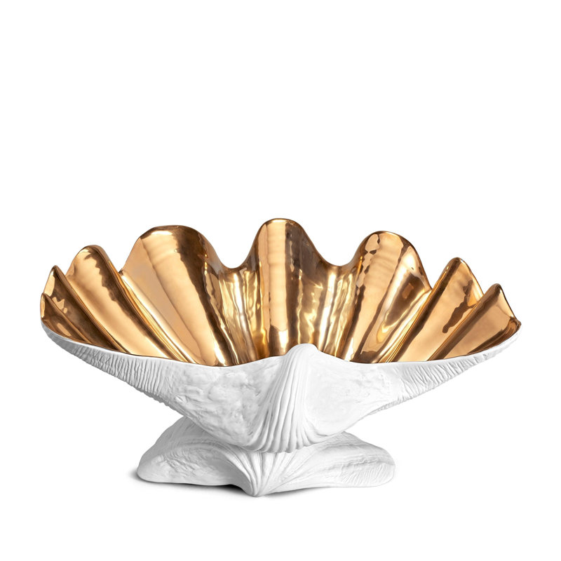 Neptue Bowl Centerpiece, White/Gold