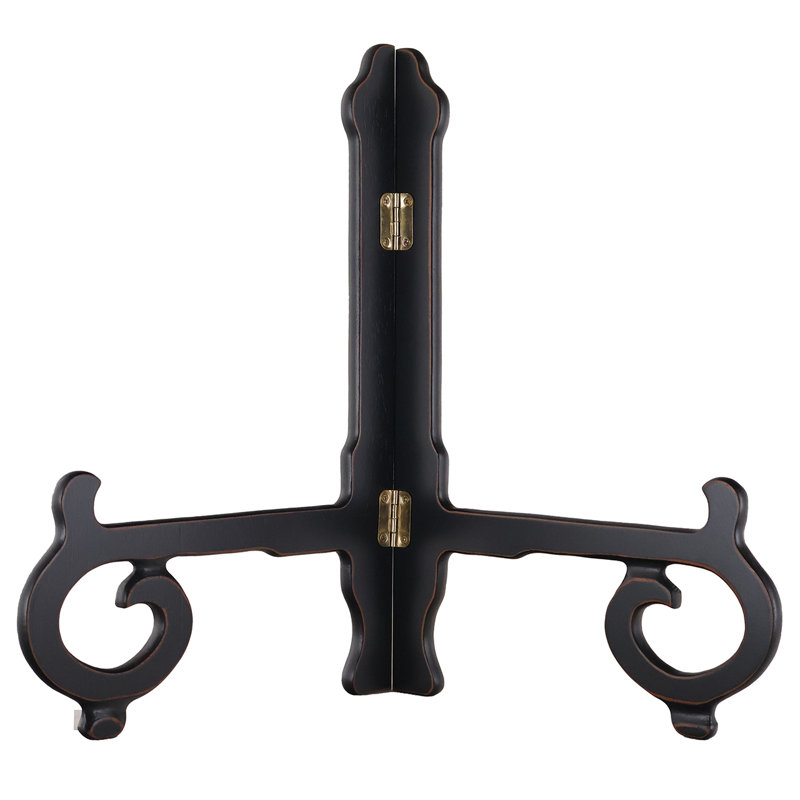 Oriental Plate Stand, 12" H X 12" W X 5" D, Black