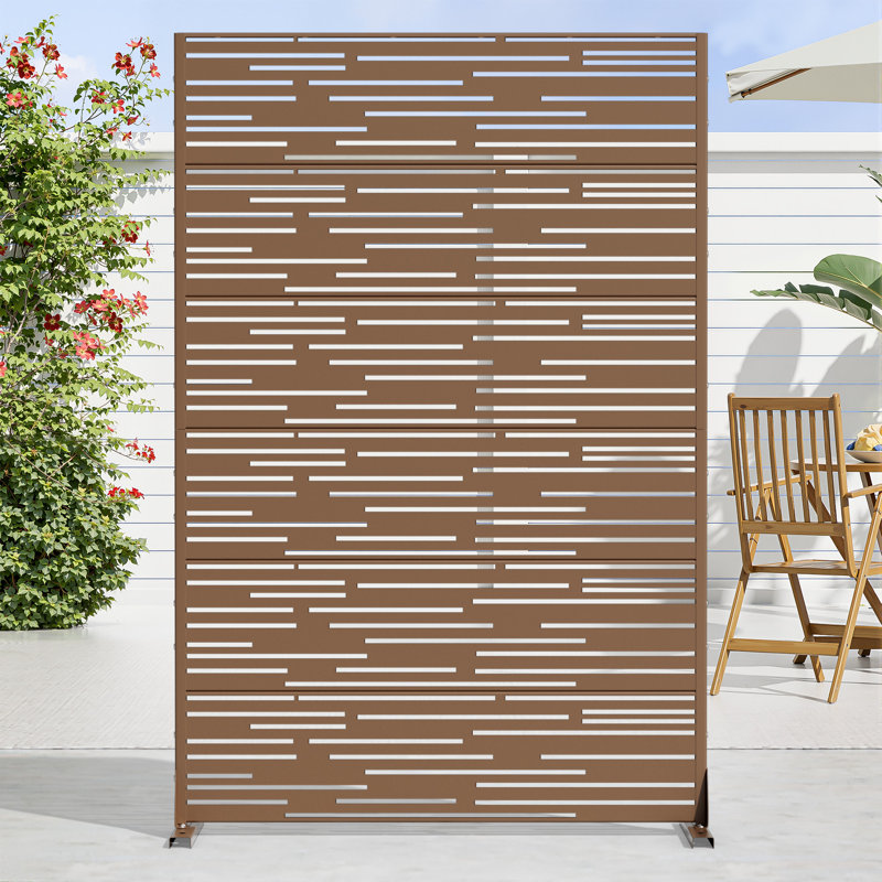 Panneau de clôture en métal pour l'extérieur, H 72 po x l 47 po x P 16 po, Brun