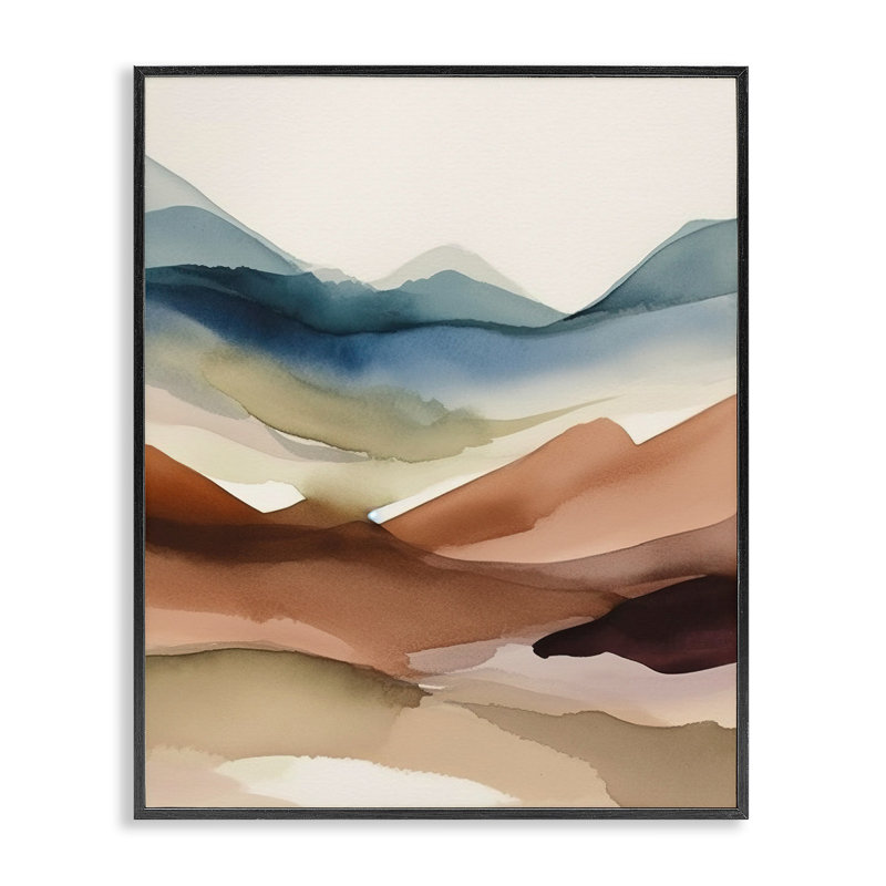 Paysage abstrait du désert, impression sur bois, H 20 po x l 16 po x P 1,5 po, Giclée encadrée noir minuit