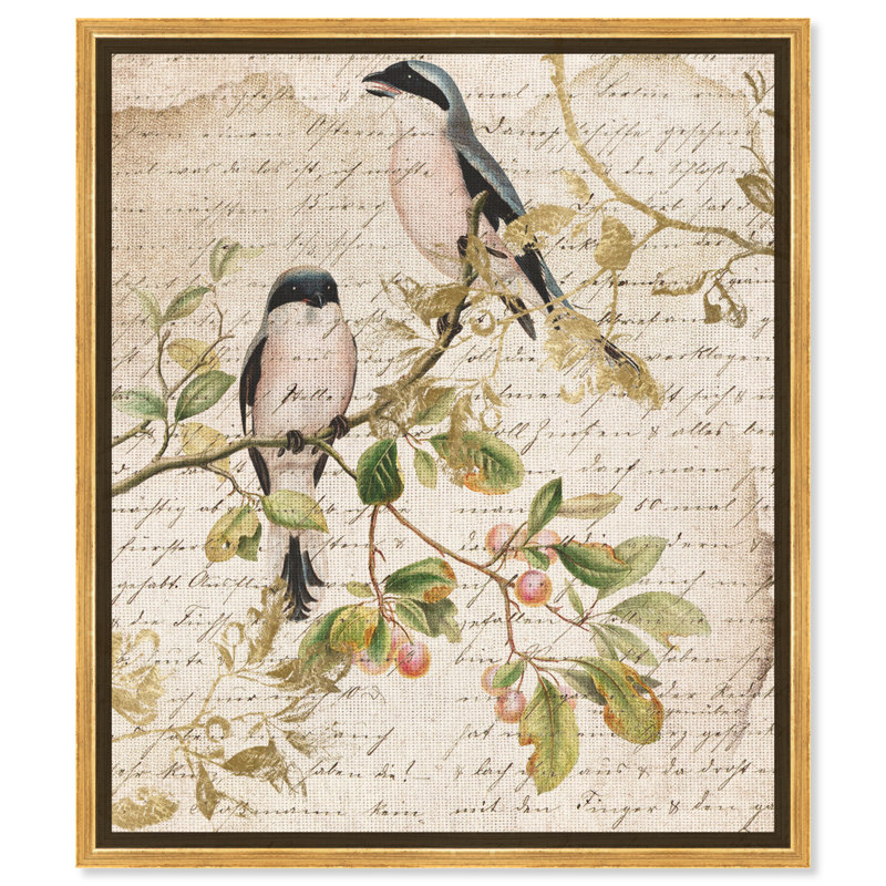 Sing Sing Birds, Tree Singing Birds Cabin / Lodge Black - impression, Cadre en plastique doré, H 46 po x l 37 po