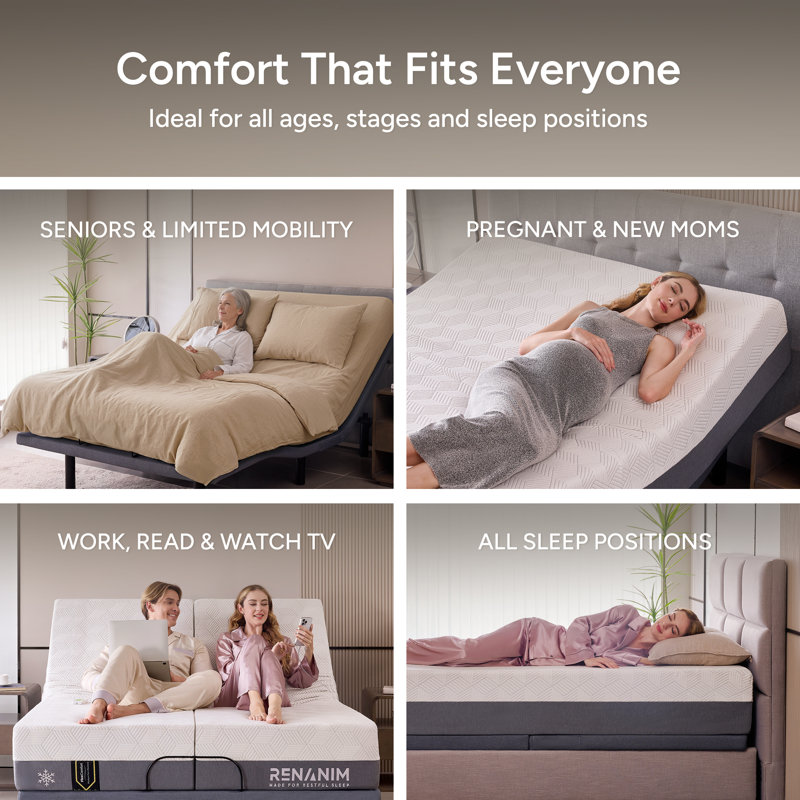 Lit réglable avec matelas à mémoire de forme inclus: massage, USB, éclairage sous le lit, télécommande sans fil et contrôle des applications