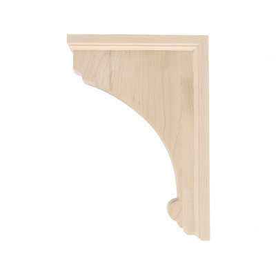 10 in x 2-1/8 in x 7 in Unfinished Small Solid Traditional Plain Wood Backet Corbel