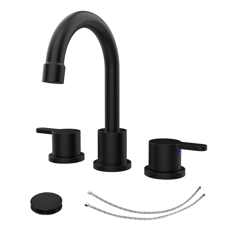 Robinet de salle de bain à deux poignées en acier inoxydable avec drain escamotable Topcraft
