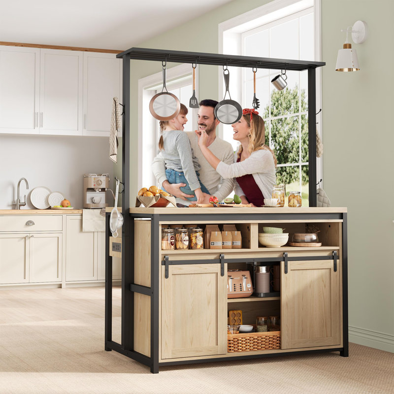 42" Kitchen Island Storage With Sliding Barn Door