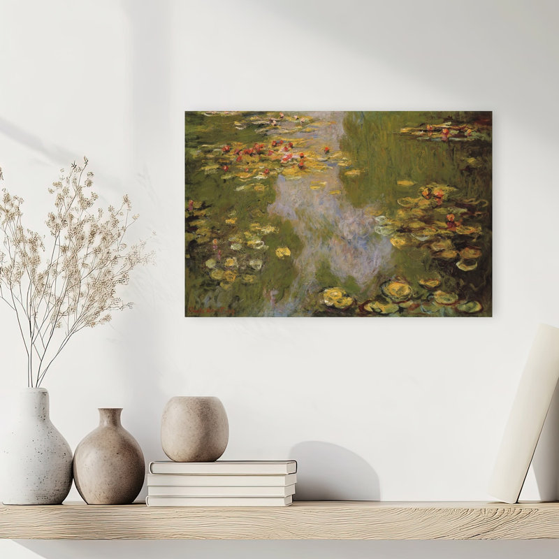 Water Lilies 1919 Classic Traditional Contemporary Lily Lotus Flower Wall Art Print by Claude Monet - Wrapped Canvas Print