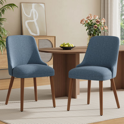 High Back Dining Chair with Ergonomic Curved Back, Padded Seat & Solid Wood Legs