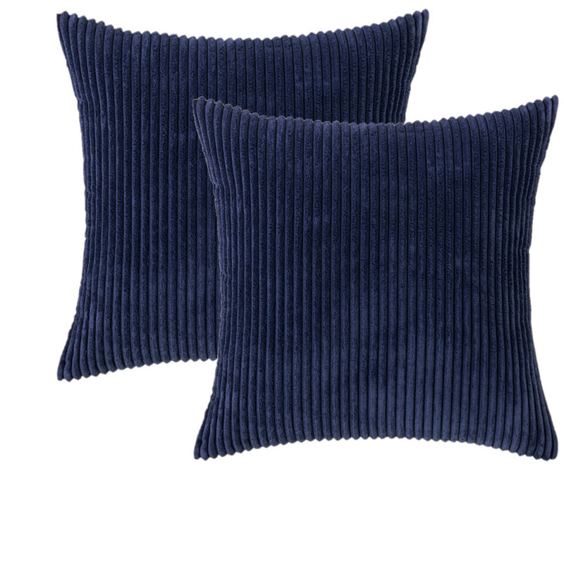Housse de coussin à rayures, 18 po x 18 po, Bleu marine