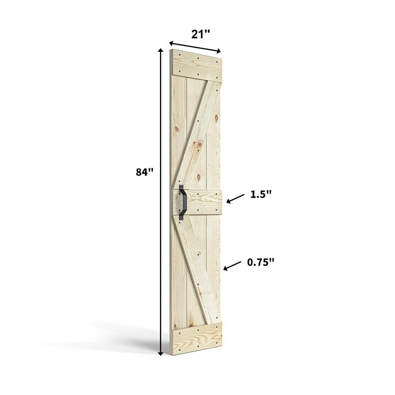 Porte de grange pliante gaufrée 84 po avec quincaillerie coulissante Coast Sequoia, Non fini, 42 po x 84 po