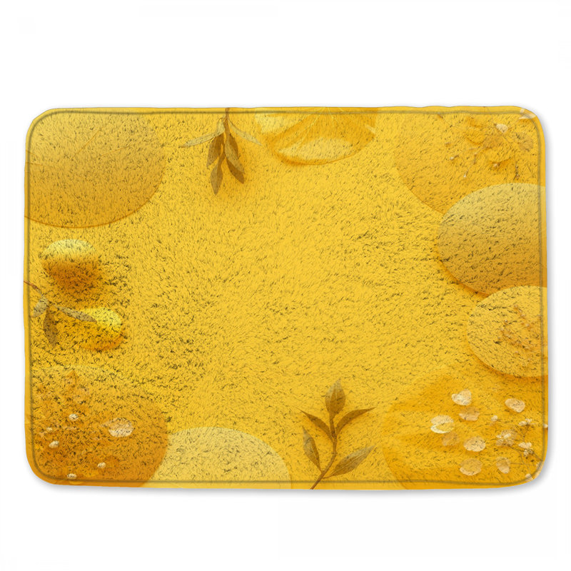 Tapis de bain jaune à motif floral, 24in W x 17in L