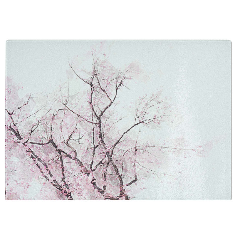 Tempered Glass a Cherry Blossom Tree art Chopping Board, 39 cm W x 28.5 cm L