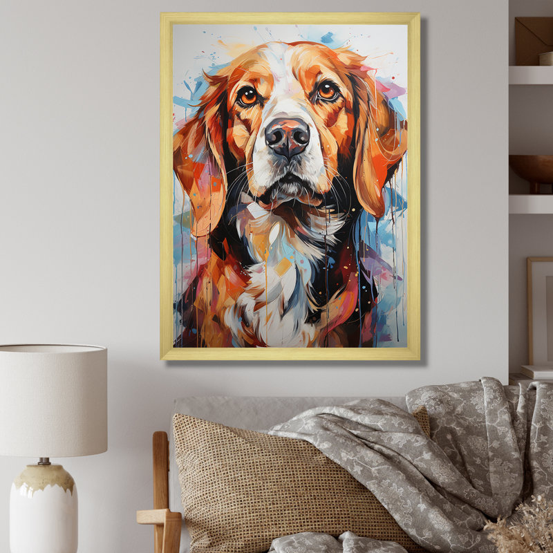 Beagle Bliss I sur impression sur toile, Cadre doré simple, H 40 po x l 30 po x P 1,5 po