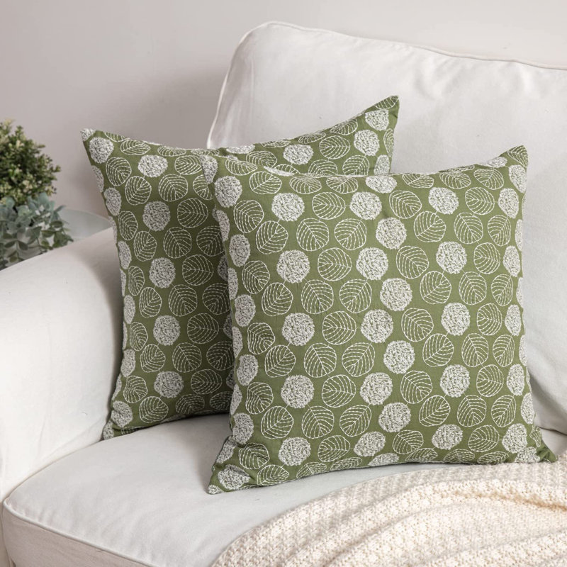  Housse de coussin carré en mélange de coton 2 pièces, 18 po x 18 po