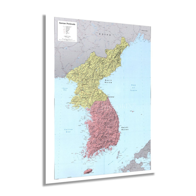 " 1986 Korean Peninsula Map ", 36" H x 24" W