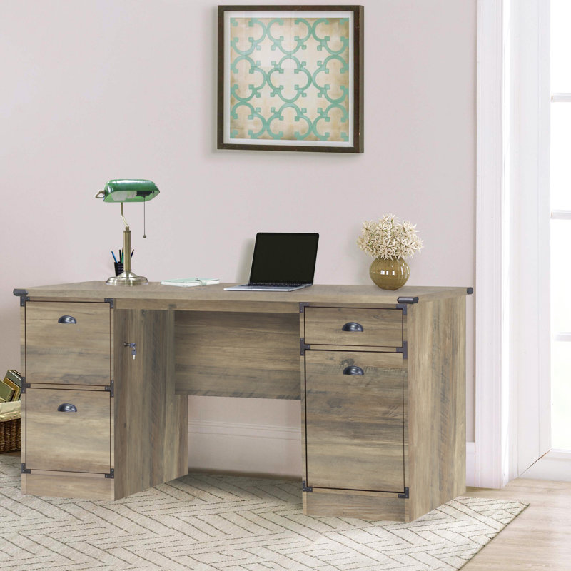 Philo Executive Desk, Rustic Oak