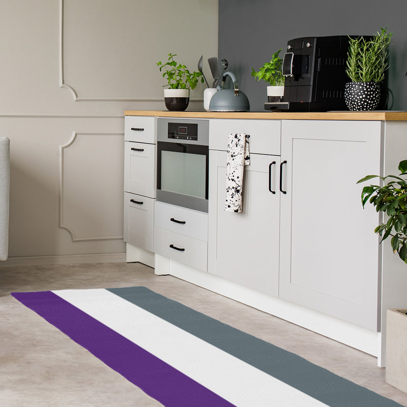 Tapis mauve rayé/gris ardoise, Tapis de couloir 2 pi 6 po x 8 pi