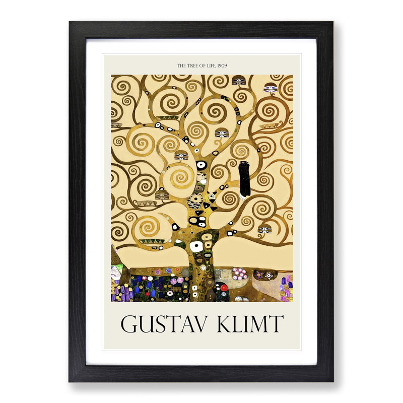 The Tree of Life by Gustav Klimt - Picture Frame Painting, 65cm H x 48cm W x 2cm D, Black Framed