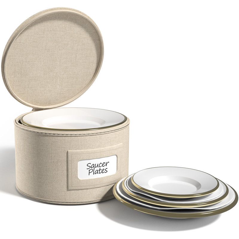 Organisateur de vaisselle de table Sorbus China, H 5 po x l 7,25 po x P 7,25 po, Beige