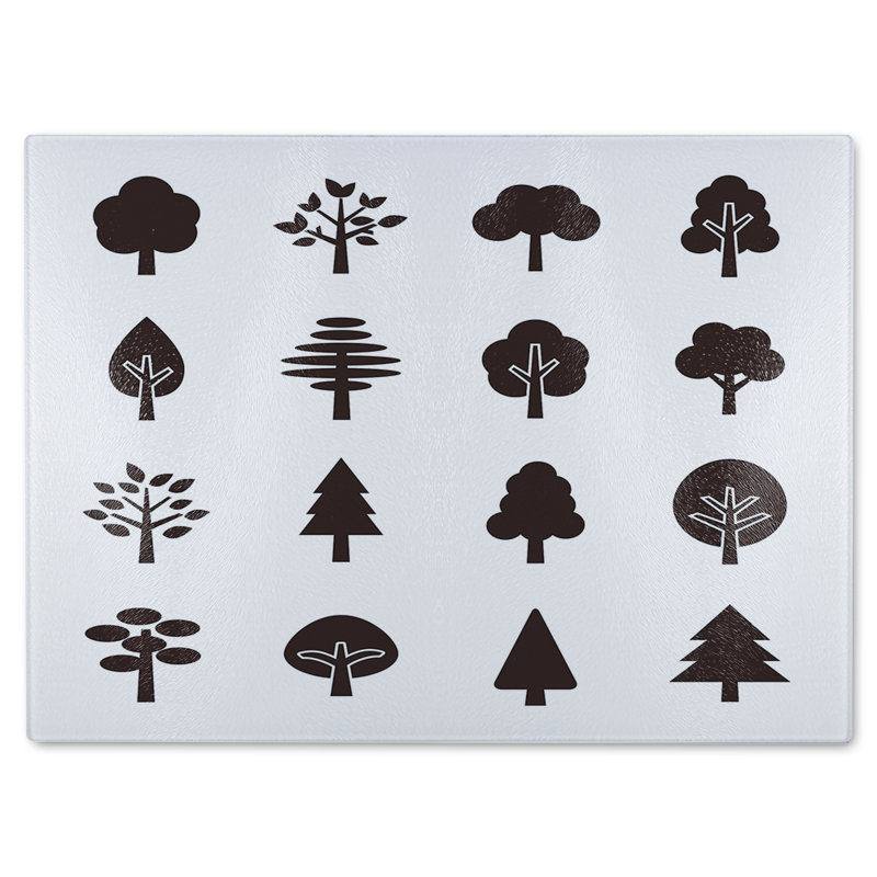 Tree Silhouette Illustrations Designer Glass Chopping Board