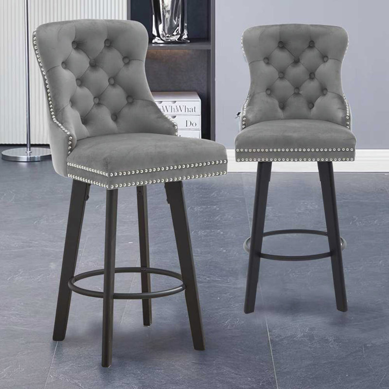 Tabourets de bar pivotants Modern, Gris foncé, 2