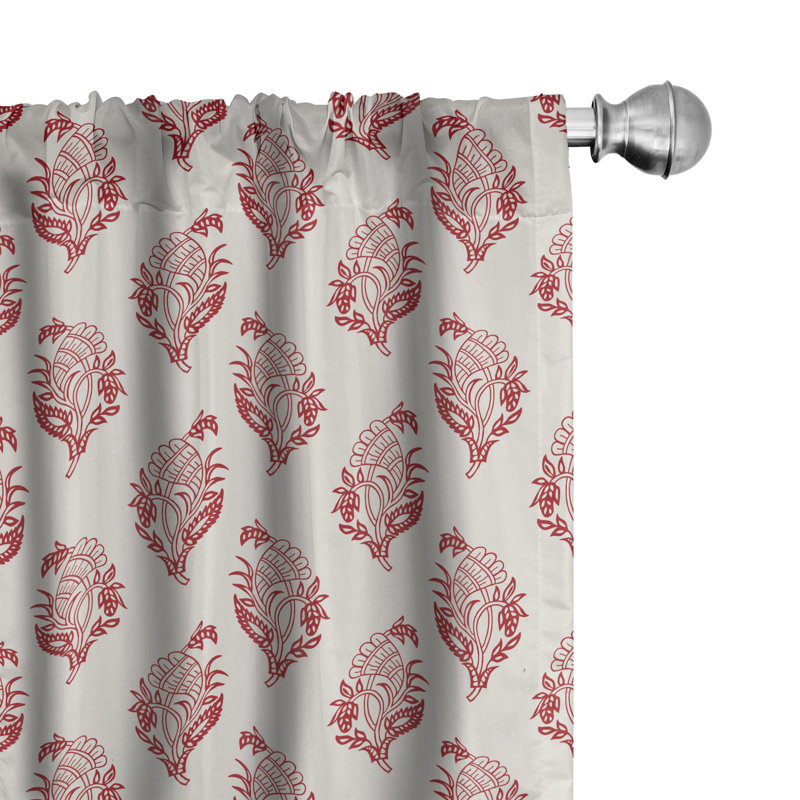 Vintage Simplistic Floral Semi-Sheer Rod Pocket Sliding Panels, 28" x 63"